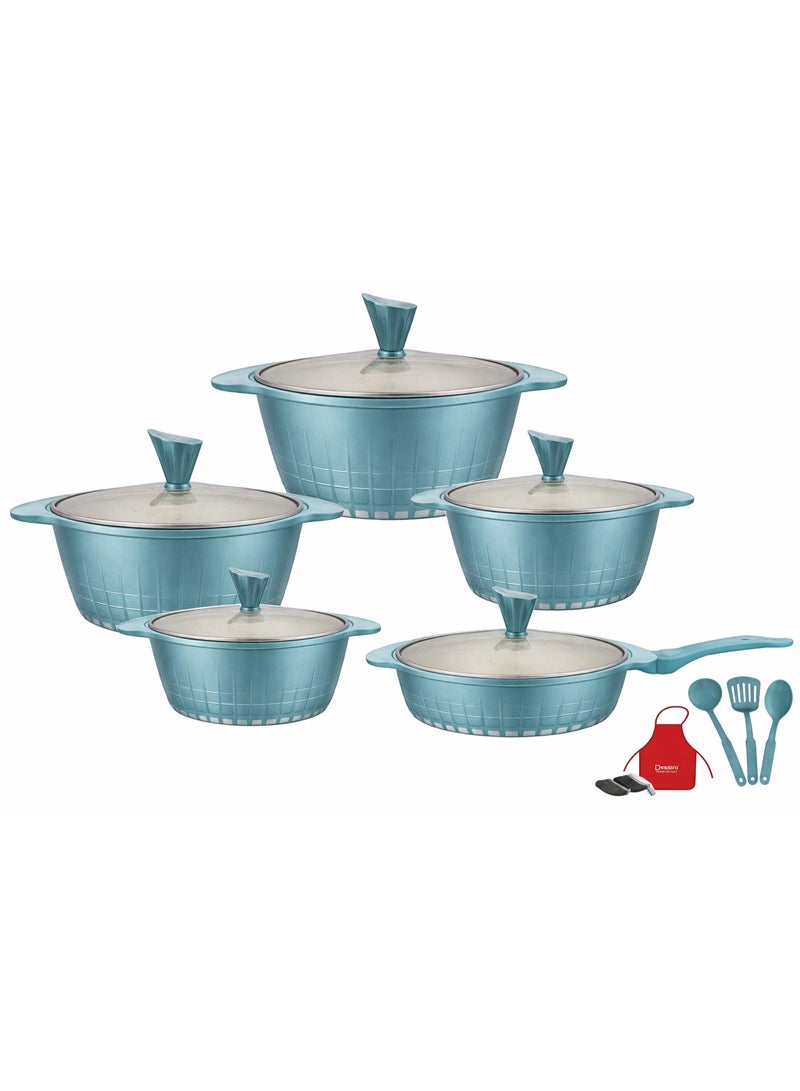 17-Piece Energy Saving Granite Aluminum Cookware Set